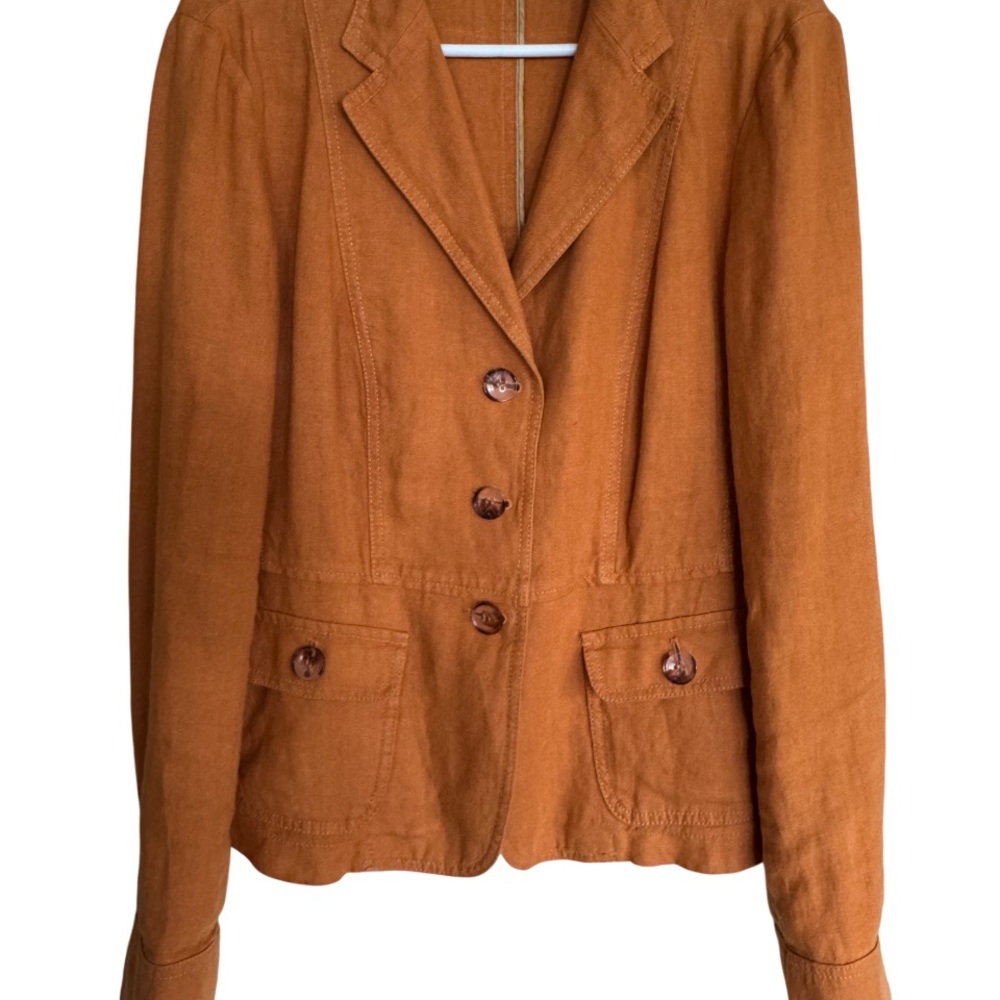 MaxMara Orange Tailored Blazer with Notched Lapels